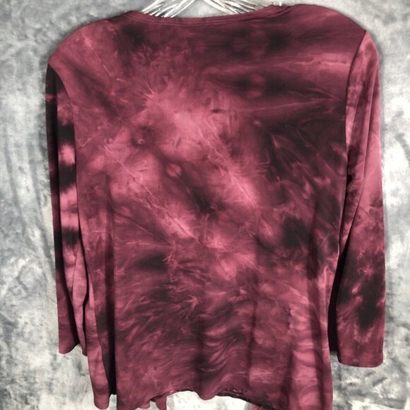 Kim Rogers Top Women’s Petite Small  Burgundy Sequined Shirt - Picture 13 of 16